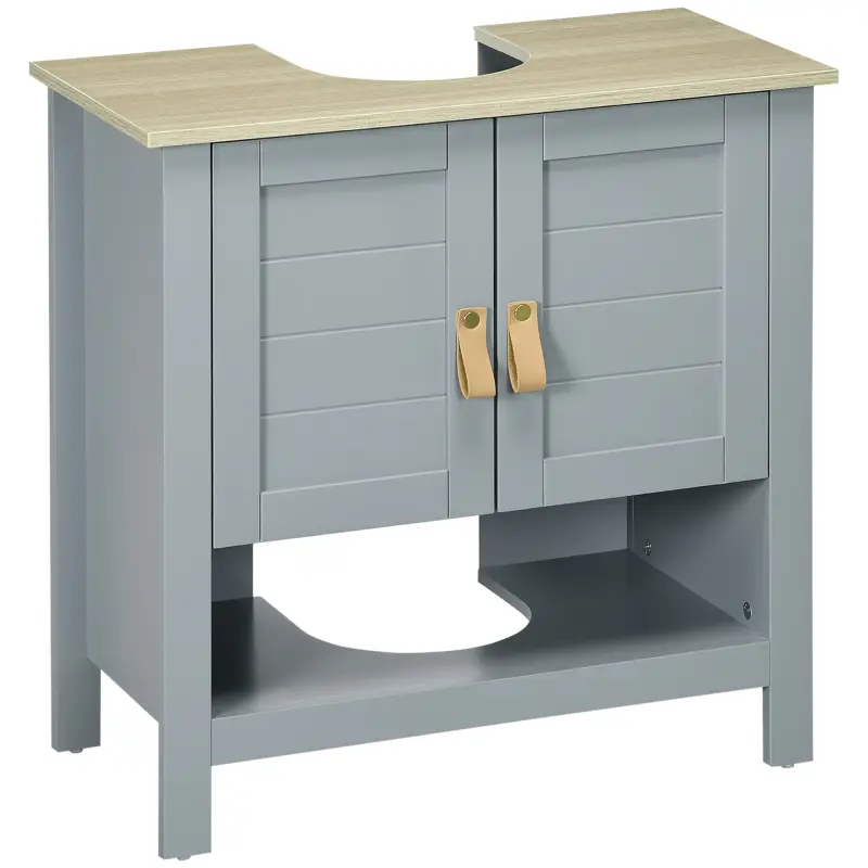 Armario para Debajo de Lavabo Compacto con 2 Puertas y Estante Interior Ajustable Mueble Auxiliar de Almacenamiento para Baño 60