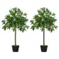2 Plantas Artificiales de 90 cm de Altura Árboles de Laurel Decorativos con Maceta para Hogar Salón Uso en Interiores Verde