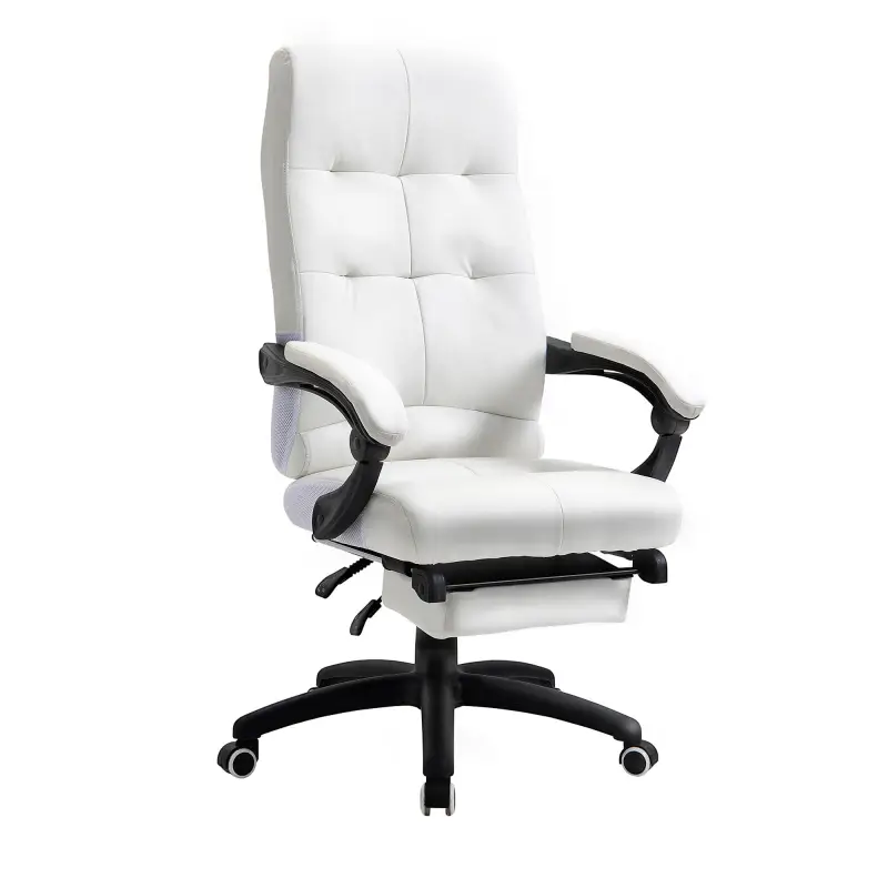 Silla de Oficina Giratoria Silla de Escritorio Reclinable Silla de Estudio Tapizada de PU con Altura Ajustable Reposabrazos Repo