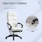 Silla de Oficina Giratoria Silla de Escritorio Reclinable Silla de Estudio Tapizada de PU con Altura Ajustable Reposabrazos Repo