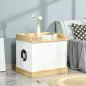 Casa para Gatos de Madera Mueble Arenero para Gatos 2 en 1 con Estante de Almacenaje Doble Puerta y Orificio de Entrada Lateral