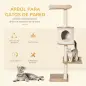 Árbol para Gatos de Pared 38x30x149 cm con Múltiples Plataformas de Madera Cueva Cama Superior Cojín Extraíble Postes Rascadores