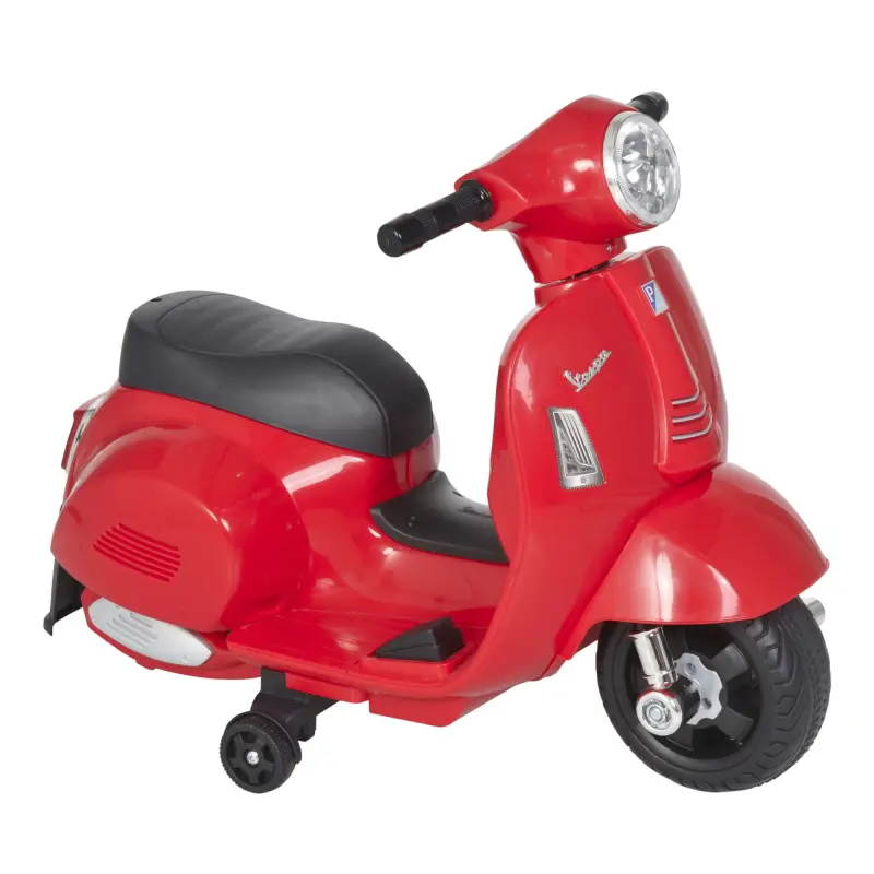 Moto Eléctrica Vespa para Niños de 18-36 Meses Moto de Batería 6V con Faro Bocina y 4 Ruedas Motocicleta Infantil con Licencia 6