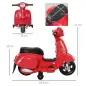 Moto Eléctrica Vespa para Niños de 18-36 Meses Moto de Batería 6V con Faro Bocina y 4 Ruedas Motocicleta Infantil con Licencia 6
