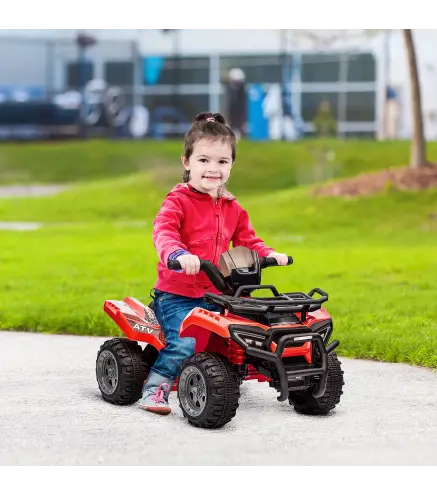 Quad Eléctrico Infantil para +18 Meses Vehículo Eléctrico a Batería 6V con Velocidad de 2 km/h 70x42x45 cm Rojo