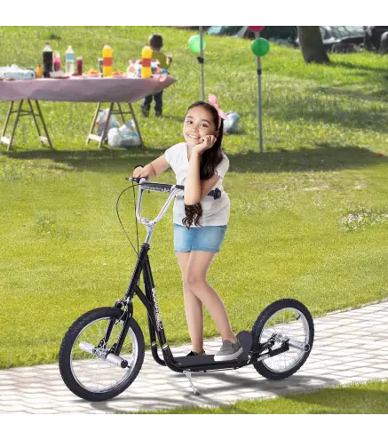 Patinete Scooter para Niños de +5 Años con Neumáticos Inflables Grandes de 16 Pulgadas con Frenos y Manillar Ajustable en Altura