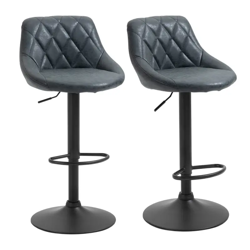 Conjunto de 2 Taburetes de Bar Giratorios con Altura Regulable Sillas Altas Modernas de Comedor con Base Redonda y Reposapiés 46