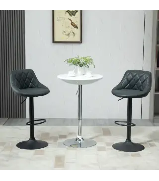 Conjunto de 2 Taburetes de Bar Giratorios con Altura Regulable Sillas Altas Modernas de Comedor con Base Redonda y Reposapiés 46