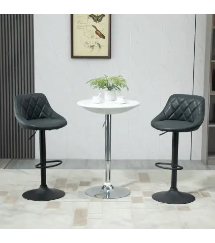 Conjunto de 2 Taburetes de Bar Giratorios con Altura Regulable Sillas Altas Modernas de Comedor con Base Redonda y Repos