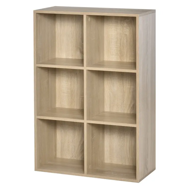 Librería de 3 Niveles, Estantería para Libros con 6 Cubos de Almacenaje, para Sala de Estar, Dormitorio, Estudio, Oficina, 65,5x