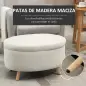 Puff Almacenaje Ovalado, Banco Almacenaje, 71x51,5x42 cm, Tapizado en Terciopelo, con Patas de Madera Maciza, Carga 120 kg, para