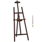 Caballete de Pintura de Madera con Ángulo Ajustable 75° Soporte Trípode y Pincel para Lienzos 51,5x71,5x134,5 cm Café