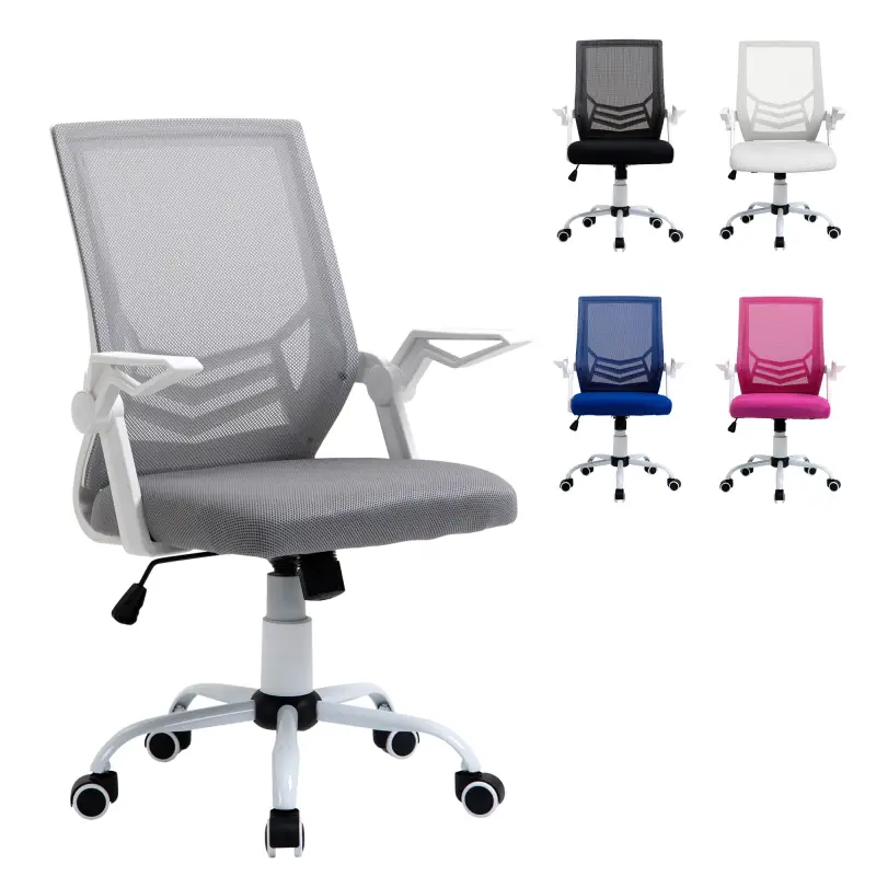 Silla de Oficina Ergonómica Silla de Malla con Altura Ajustable Reposabrazos Abatible Soporte Lumbar Transpirable para Adolescen