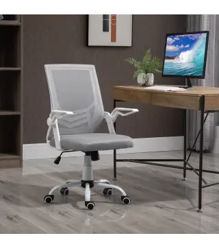 Silla de Oficina Ergonómica Silla de Malla con Altura Ajustable Reposabrazos Abatible Soporte Lumbar Transpirable para A