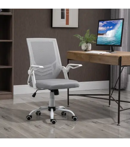 Silla de Oficina Ergonómica Silla de Malla con Altura Ajustable Reposabrazos Abatible Soporte Lumbar Transpirable para A