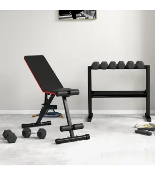 Banco de Pesas Plegable 2 en 1 Banco de Musculación de Acero con Altura Ajustable Respaldo Inclinable en 7 Posiciones para Entre