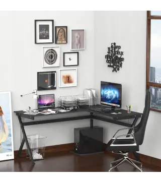 Mesa de Ordenador PC de Tabla de Madera Mesa Esquinera de Angulo para Oficina Dormitorio Hogar Escuela