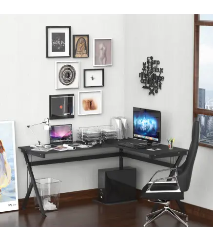 Mesa de Ordenador PC de Tabla de Madera Mesa Esquinera de Angulo para Oficina Dormitorio Hogar Escuela