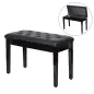 Taburete de Piano Banco de Teclado con Espacio de Almacenamiento Bajo del Asiento de Cuero Sintético 76x36x50 cm Negro