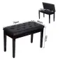 Taburete de Piano Banco de Teclado con Espacio de Almacenamiento Bajo del Asiento de Cuero Sintético 76x36x50 cm Negro