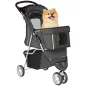 Carrito para Perros Pequeños con Cesta de Almacenaje Ventanas de Malla y Cinturón de Seguridad 77x44x102 cm Gris Oscuro