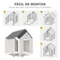 Caseta para Perros Exterior Casa para Perros Grandes de Plástico con 2 Ventanas Base Elevada Estacas Gris