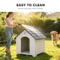 Caseta para Perros Exterior Casa para Perros Grandes de Plástico con 2 Ventanas Base Elevada Estacas Gris