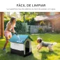Caseta para Perros Mini para Exterior de Plástico con 3 Ventanas Base Elevada Techo Inclinado 64,5x57x66 cm Azul