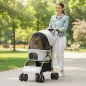 Carrito para Mascotas con 2 Puertas Ventana de Malla Cesta de Almacenamiento Cuerda de Seguridad 80x44,5x97 cm Gris Claro