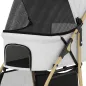 Carrito para Mascotas con 2 Puertas Ventana de Malla Cesta de Almacenamiento Cuerda de Seguridad 80x44,5x97 cm Gris Claro