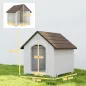 Caseta para Perros Exterior Casa para Perros Grandes de Plástico con 2 Ventanas Base Elevada Estacas Marrón Oscuro