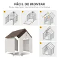 Caseta para Perros Exterior Casa para Perros Grandes de Plástico con 2 Ventanas Base Elevada Estacas Marrón Oscuro