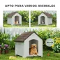 Caseta para Perros Exterior Casa para Perros Grandes de Plástico con 2 Ventanas Base Elevada Estacas Marrón Oscuro