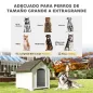 Caseta para Perros Exterior Casa para Perros Extragrandes de Plástico con 2 Ventanas Base Elevada Estacas Marrón Oscuro