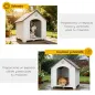 Caseta para Perros Exterior Casa para Perros Extragrandes de Plástico con 2 Ventanas Base Elevada Estacas Marrón Oscuro