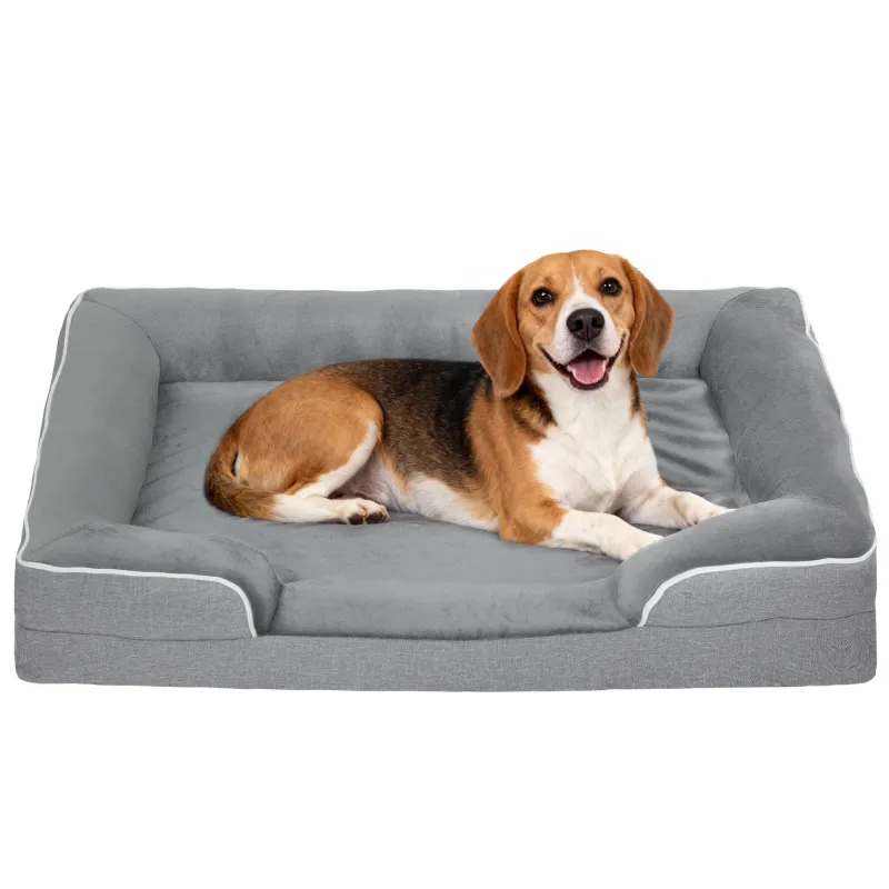Cama para Perros Medianos Cama para Gatos con Base Antideslizante Funda Extraíble y Lavable 91,5x68,5x16,5 cm Gris