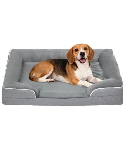 Cama para Perros Medianos Cama para Gatos con Base Antideslizante Funda Extraíble y Lavable 91,5x68,5x16,5 cm Gris