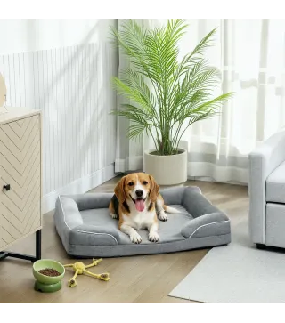 Cama para Perros Medianos Cama para Gatos con Base Antideslizante Funda Extraíble y Lavable 91,5x68,5x16,5 cm Gris