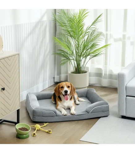 Cama para Perros Medianos Cama para Gatos con Base Antideslizante Funda Extraíble y Lavable 91,5x68,5x16,5 cm Gris