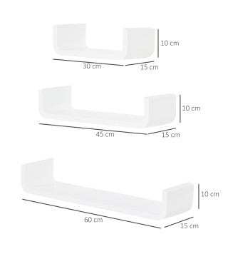 Juego de 3 Estantes de Pared
