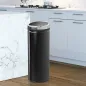 Cubo de Basura Automático 50L con Tapa Cierre Suave y Silencioso Cuerpo de Acero Inoxidable Negro