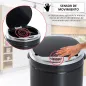 Cubo de Basura Automático 50L con Tapa Cierre Suave y Silencioso Cuerpo de Acero Inoxidable Negro