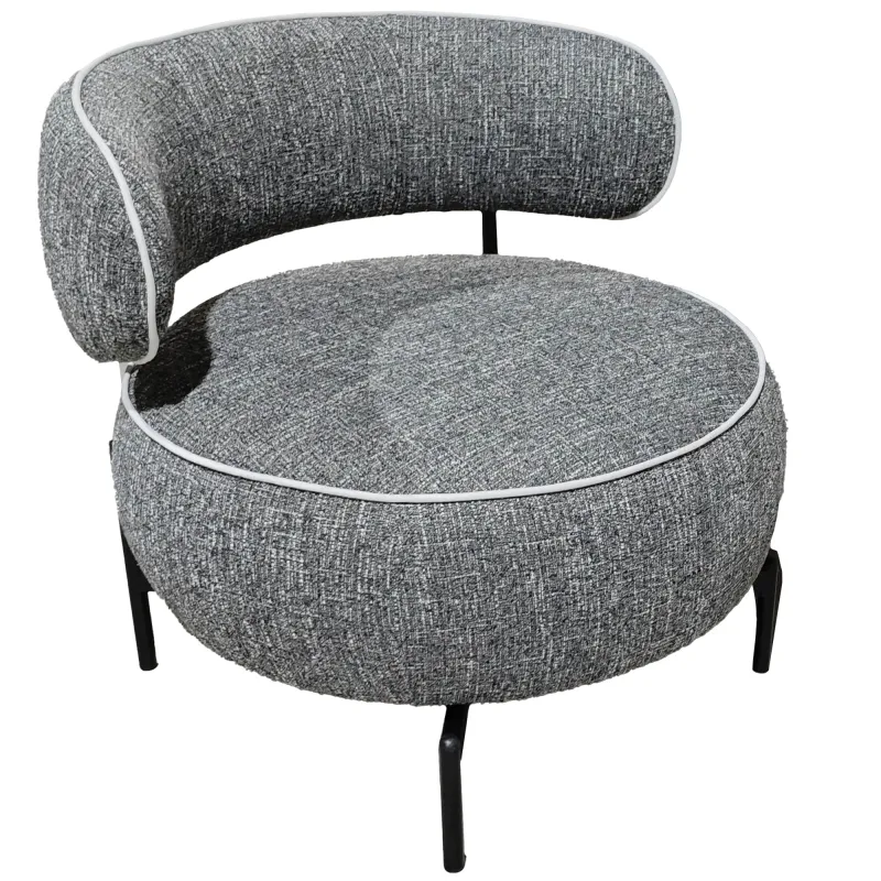 Butaca de Salón con Asiento Giratorio Tapizado en Lino Asiento Amplio Relleno Grueso Patas de Metal Gris Oscuro