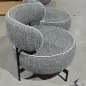 Butaca de Salón con Asiento Giratorio Tapizado en Lino Asiento Amplio Relleno Grueso Patas de Metal Gris Oscuro