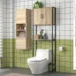 Mueble sobre Inodoro con 2 Puertas Estante Ajustable Estante Abierto para Espacio Pequeño 64x19x178 cm Natural