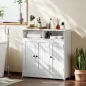 Armario de Baño Estrecho con 3 Puertas 2 Compartimentos Abiertos Estante Ajustable 85x30x85 cm Blanco