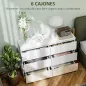 Cómoda Dormitorio con 6 Cajones Cajonera para Salón Oficina Estilo Moderno 112x34x75 cm Blanco Brillo