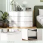 Cómoda Dormitorio con 6 Cajones Cajonera para Salón Oficina Estilo Moderno 112x34x75 cm Blanco Brillo