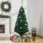 Árbol de Navidad Artificial 150cm con Luces LED Copos de Nieve y Fibra Óptica Decoración Navideña con Luces Multicolor