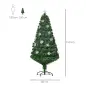 Árbol de Navidad Artificial 150cm con Luces LED Copos de Nieve y Fibra Óptica Decoración Navideña con Luces Multicolor